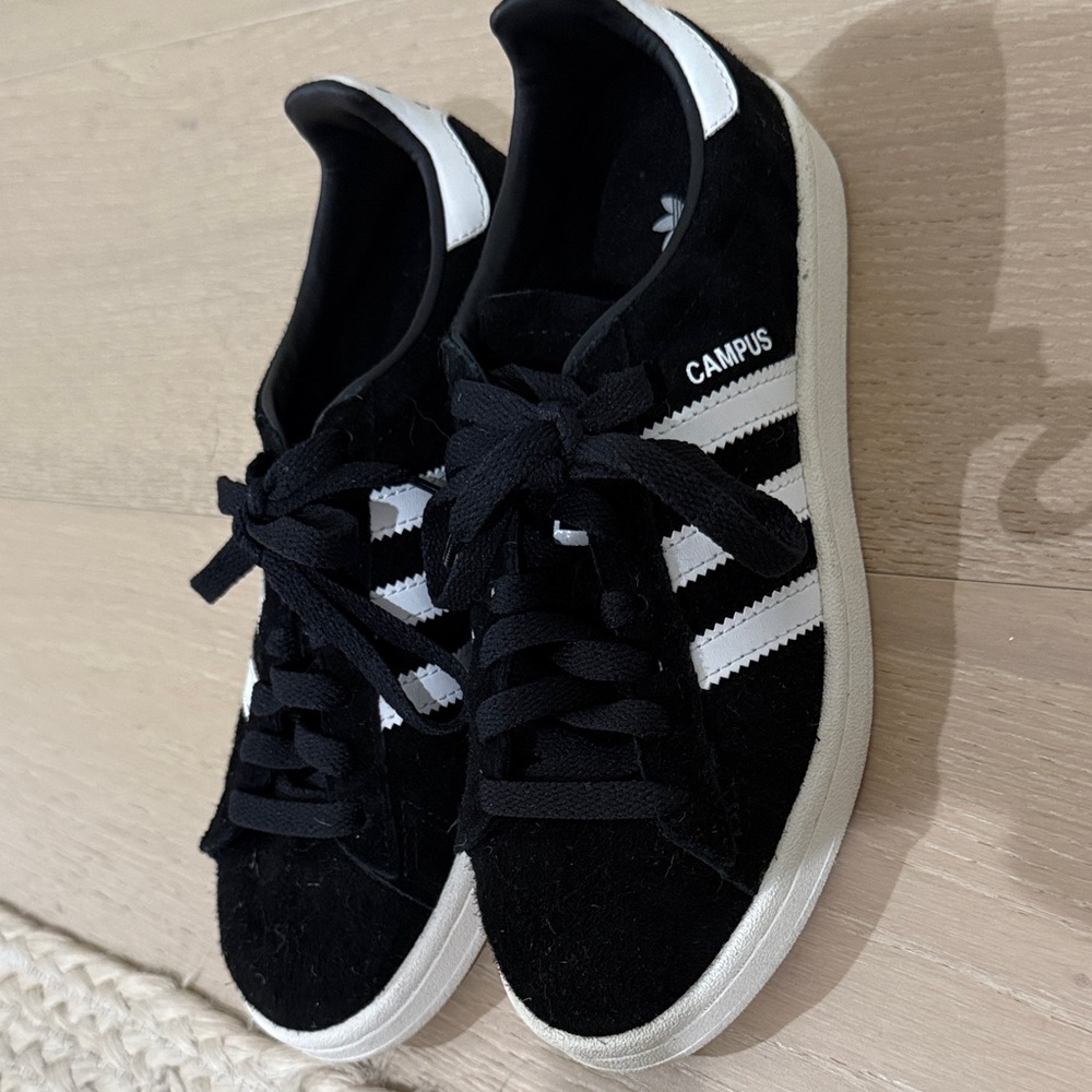 adidas Campus Black with White Stripes Athletic Shoes